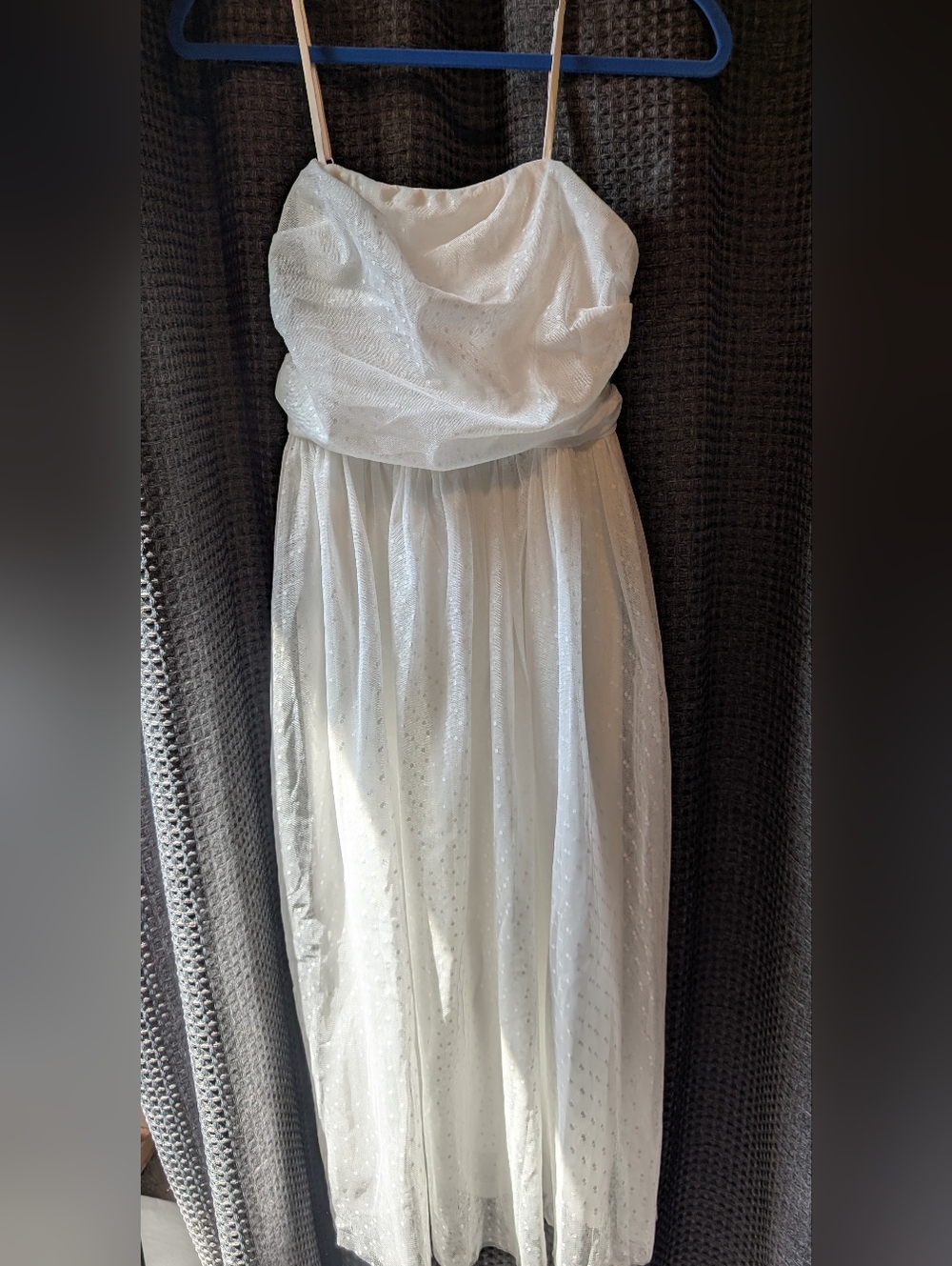 Lulu's Elegant White Swiss Dot Spaghetti-Strap Evening Dress Size Medium NWT